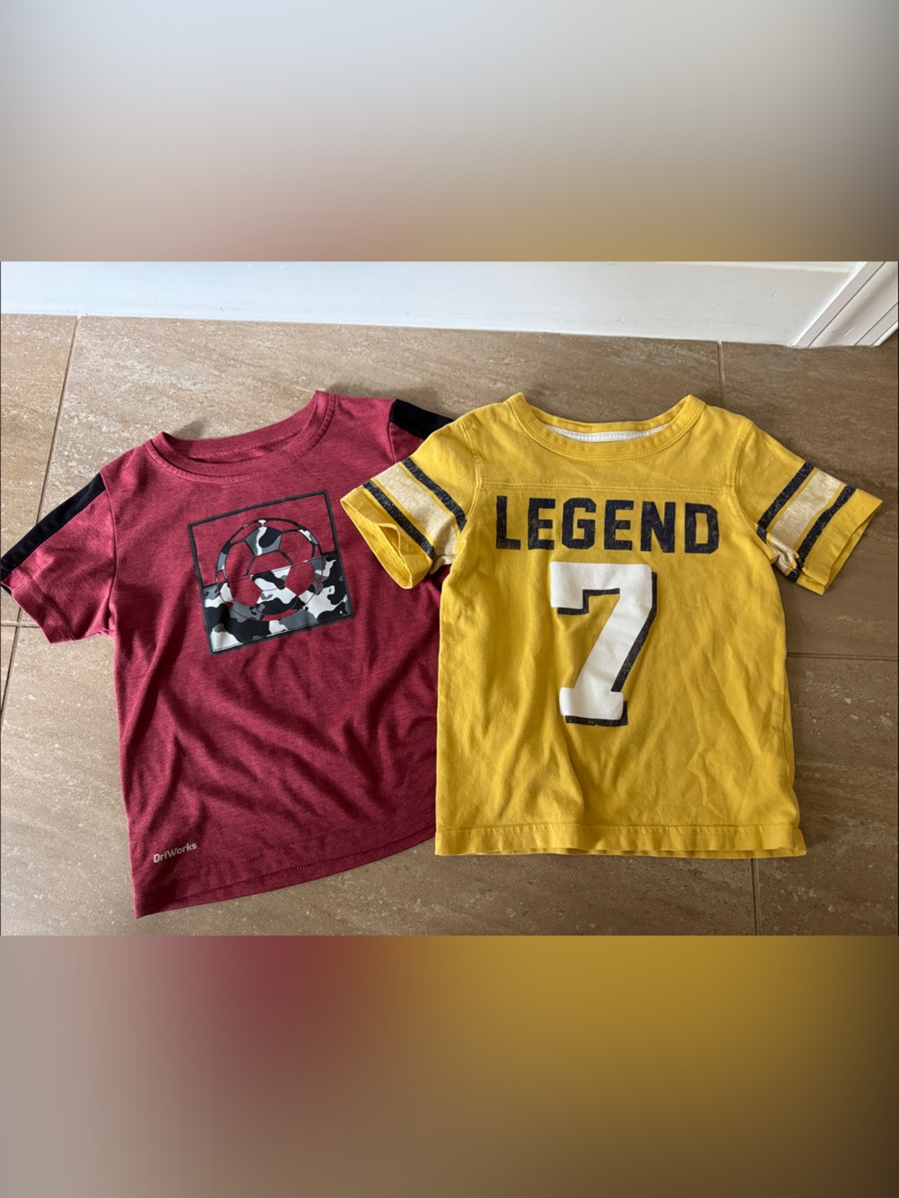 Kids boy 3T sporty tee shirts-Yellow & Maroon